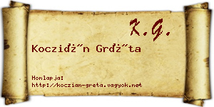 Koczián Gréta névjegykártya